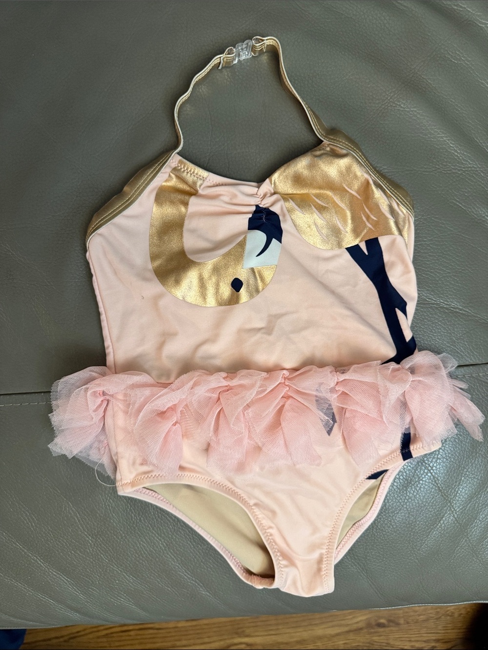 Shade Critters Girls' Pink Gold FlamingoTutu One-Piece Swimsuit size 3T